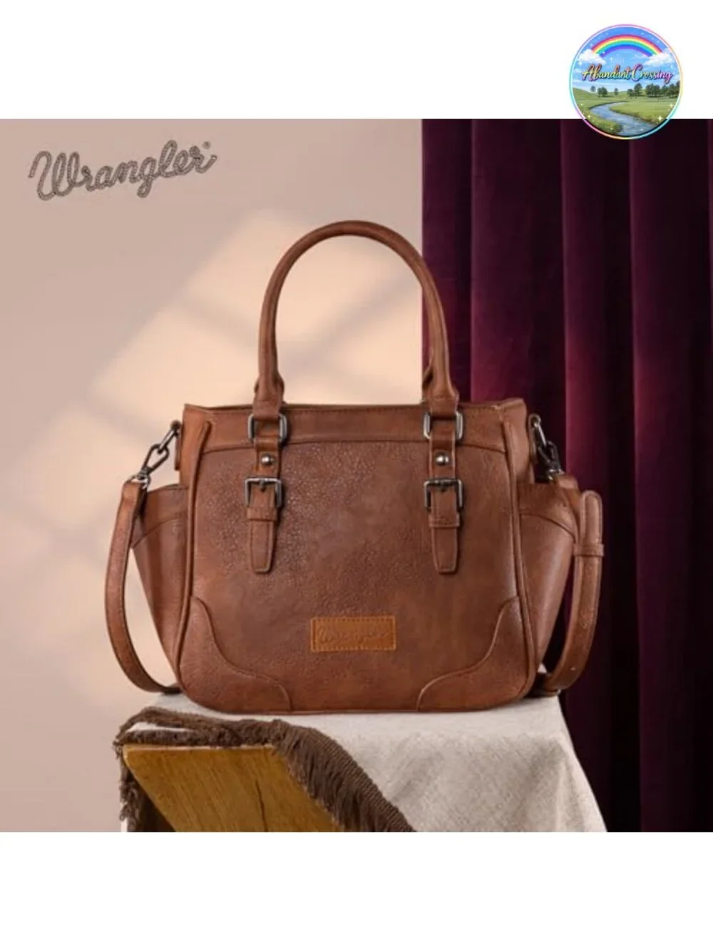 Vegan Leather Crossbody Tote Bag Top Handle Dual Side Pockets